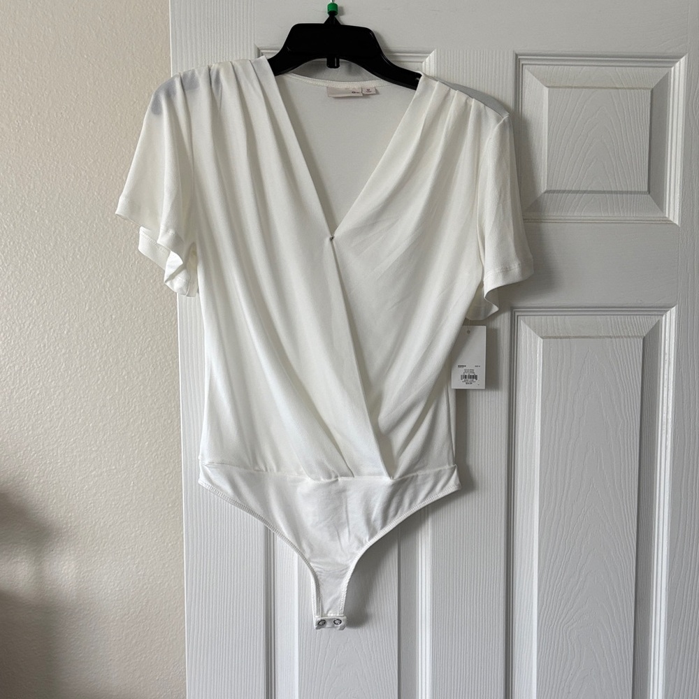 SO White Surplice Short Sleeve Bodysuit